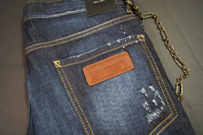 Pre-owned Dsquared2 Dsquared² Men Slim Fit Distressed Blue Jeans With Chain Link $750