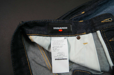 Pre-owned Dsquared2 Dsquared² Men Slim Fit Distressed Blue Jeans With Chain Link $750
