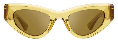 Pre-owned Bottega Veneta Bv1142s Cat Eye Sunglasses 003 Transparent Brown 49mm In Gold