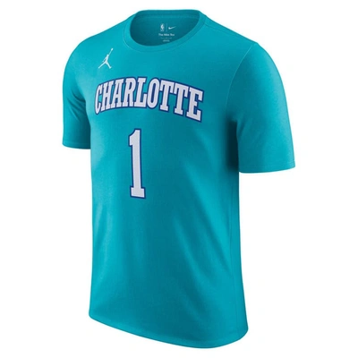 Shop Jordan Brand Lamelo Ball Teal Charlotte Hornets 2023/24 Classic Edition Name & Number T-shirt