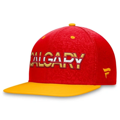 Shop Fanatics Branded  Red/yellow Calgary Flames Authentic Pro Rink Two-tone Snapback Hat