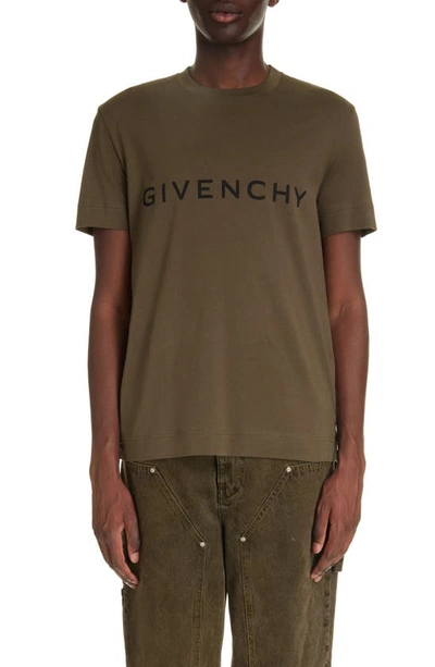 Shop Givenchy Slim Fit Cotton Logo Tee In Khaki