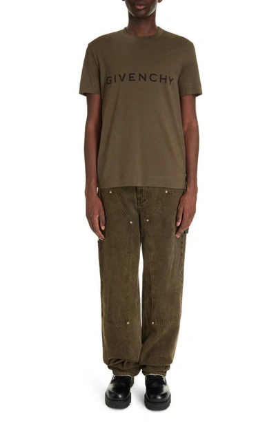 Shop Givenchy Slim Fit Cotton Logo Tee In Khaki