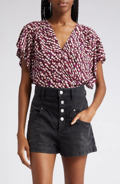 Isabel Marant Étoile Jovany Ultra High Rise Denim Shorts In Raspberry