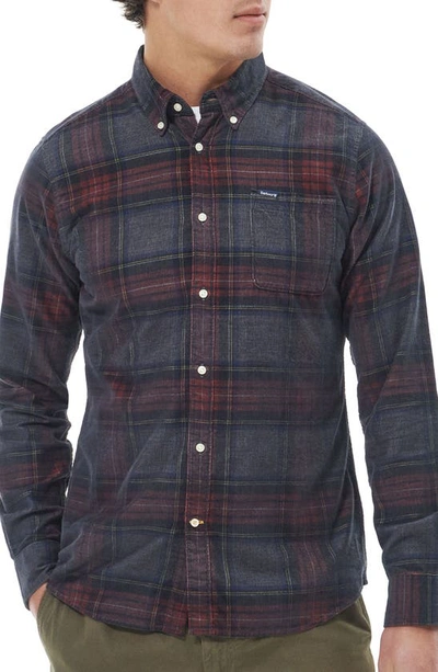 Shop Barbour Southfield Plaid Tailored Button-down Shirt In Grey Marl