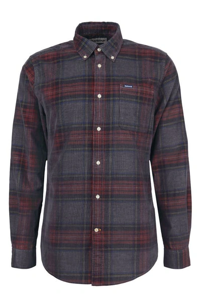 Shop Barbour Southfield Plaid Tailored Button-down Shirt In Grey Marl