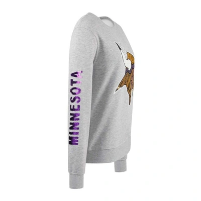 Shop Cuce Heather Gray Minnesota Vikings Sequined Logo Pullover Sweatshirt