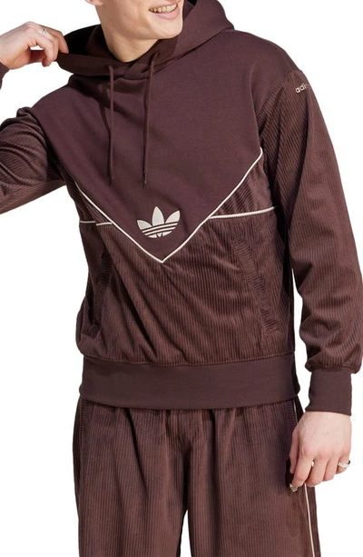 Shop Adidas Originals Corduroy Recycled Polyester Hoodie In Shadow Brown
