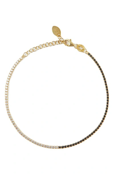 Shop Argento Vivo Sterling Silver Cubic Zirconia Tennis Bracelet In Gold