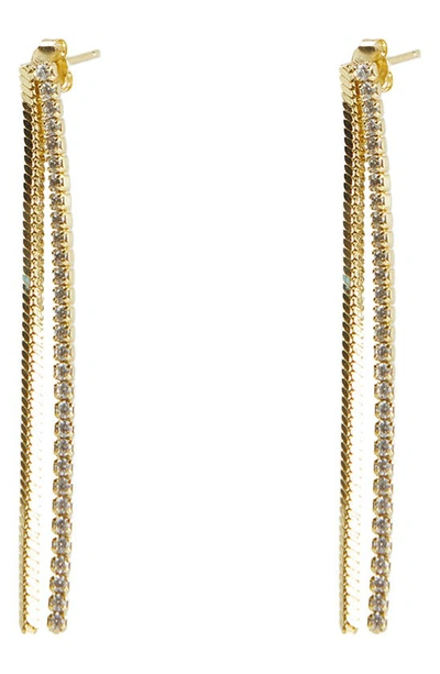 Shop Argento Vivo Sterling Silver Chain Linear Drop Earrings In Gold