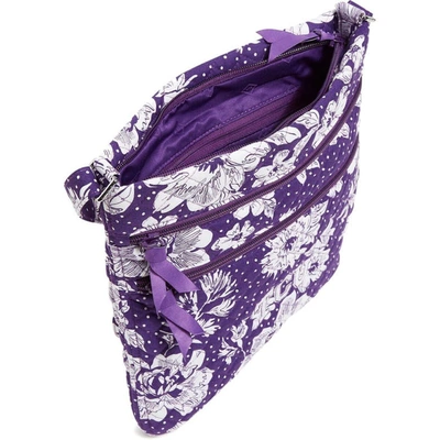 Shop Vera Bradley Tcu Horned Frogs Rain Garden Triple-zip Hipster Crossbody Bag In Purple
