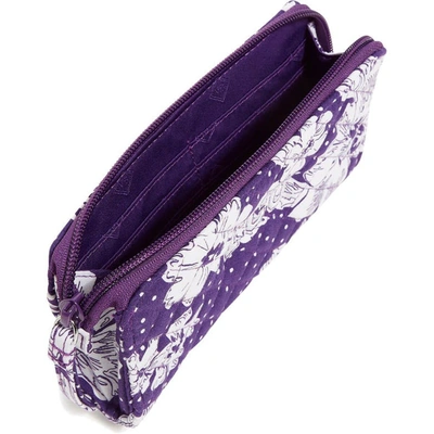 Shop Vera Bradley Tcu Horned Frogs Rain Garden Front-zip Wristlet In Purple