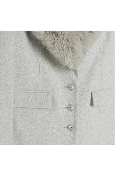 River Island Slim Fit Longline Coat With Removable Faux Fur Trim In Grey