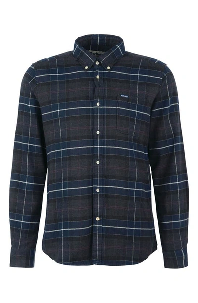 Shop Barbour Kyeloch Tailored Fit Plaid Cotton Button-down Shirt In Black Slate