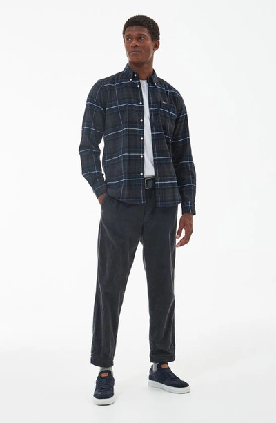 Shop Barbour Kyeloch Tailored Fit Plaid Cotton Button-down Shirt In Black Slate