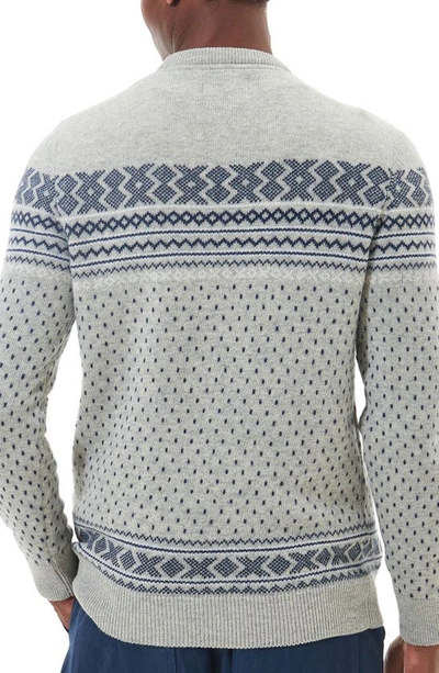 Shop Barbour Essential Fair Isle Wool Crewneck Sweater In Light Grey