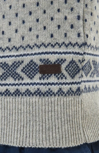 Shop Barbour Essential Fair Isle Wool Crewneck Sweater In Light Grey