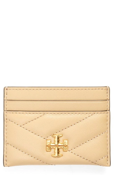 Shop Tory Burch Kira Chevron Quilted Leather Card Case In Desert Dune