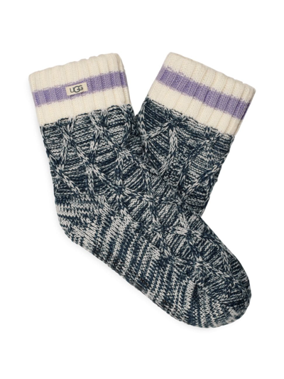 Shop Ugg Women's Deedee Fleece-lined Quarter-length Socks In Midnight Wild Indigo