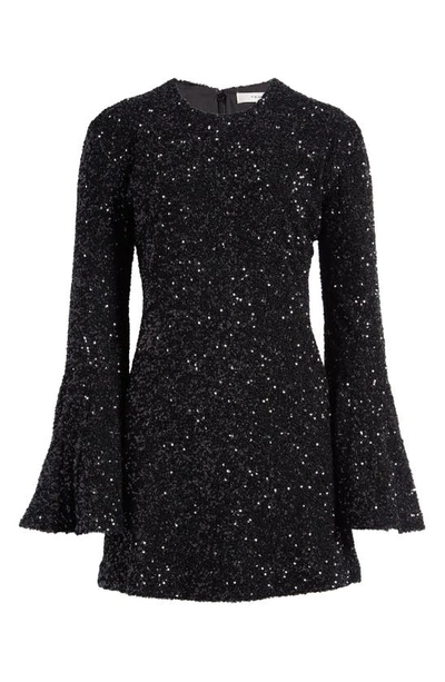 Shop Frame Sequin Long Sleeve Minidress In Black