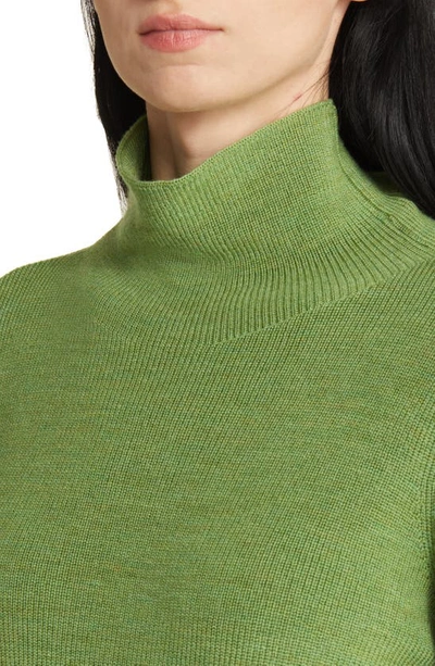 Shop Eileen Fisher Funnel Neck Merino Wool Sweater In Peridot