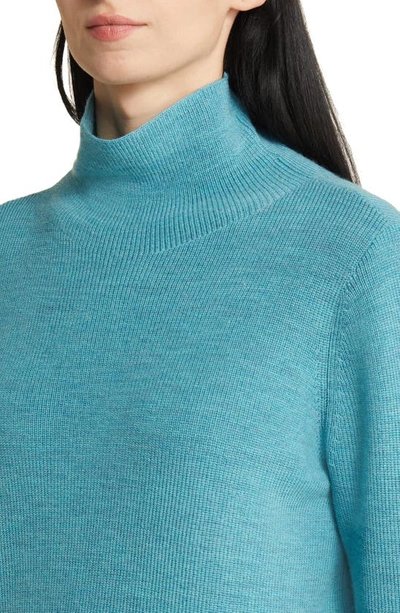 Shop Eileen Fisher Funnel Neck Merino Wool Sweater In Glacier