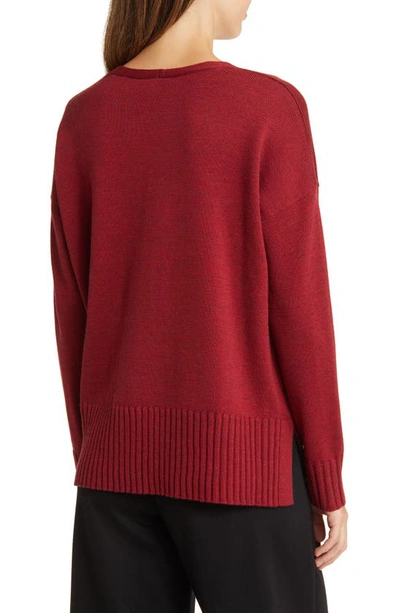 Shop Eileen Fisher Boxy Merino Wool Sweater In Deep Claret