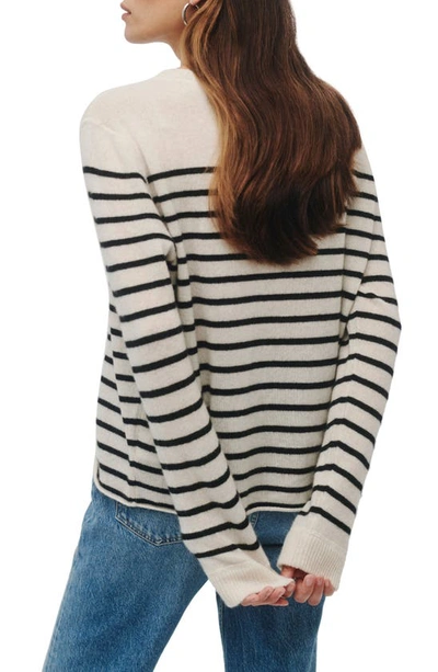 Shop Reformation Stripe Recycled Cashmere Blend Sweater In Gossamer/ Black Stripe