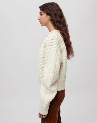 Shop Re/done Crewneck Cable Knit Pullover In S
