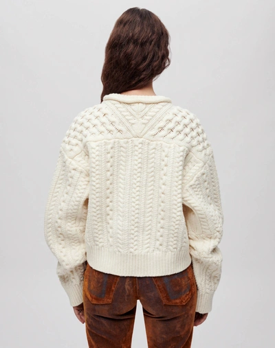 Shop Re/done Crewneck Cable Knit Pullover In S