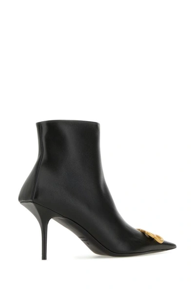 Shop Balenciaga Woman Black Leather Square Knife Ankle Boots