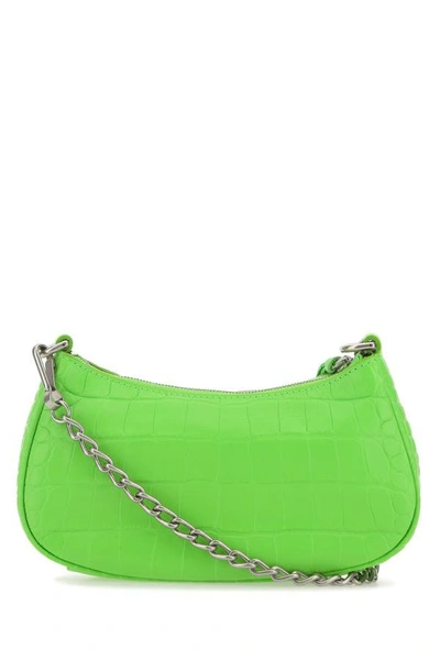 Shop Balenciaga Woman Fluo Green Leather Le Cagole Mini Handbag