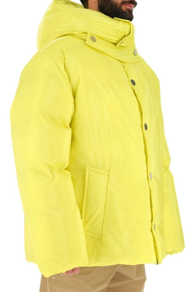 Shop Bottega Veneta Man Fluo Yellow Nylon Padded Jacket