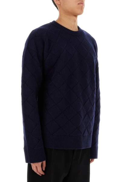 Shop Bottega Veneta Man Midnight Blue Stretch Wool Blend Sweater