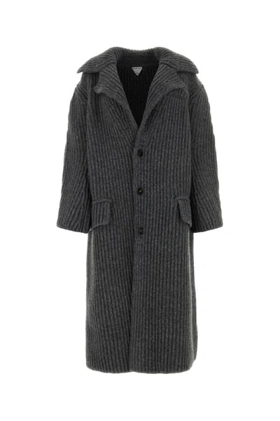 Shop Bottega Veneta Woman Melange Grey Wool Blend Coat In Gray