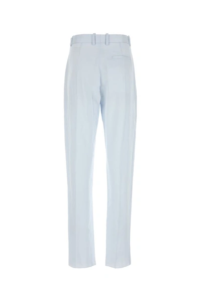 Shop Bottega Veneta Woman Pastel Light-blue Twill Pant