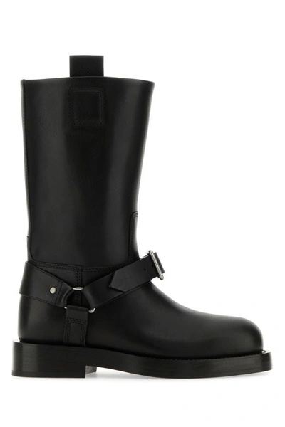Shop Burberry Woman Black Leather Saddle Boots