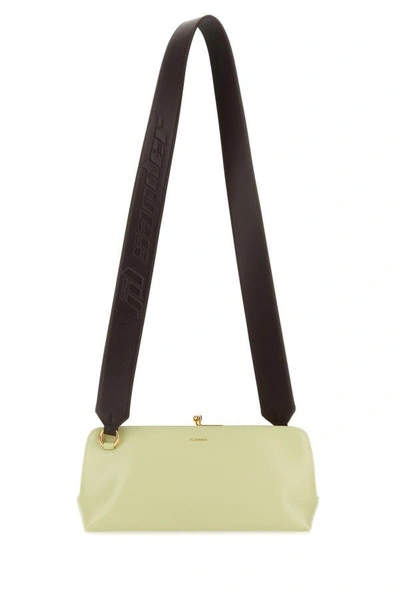 Shop Jil Sander Woman Pastel Green Leather Small Goji Shoulder Bag