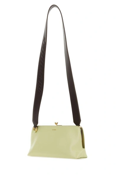 Shop Jil Sander Woman Pastel Green Leather Small Goji Shoulder Bag