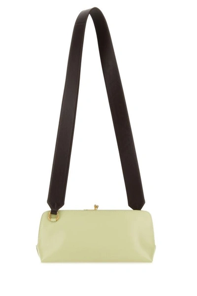 Shop Jil Sander Woman Pastel Green Leather Small Goji Shoulder Bag