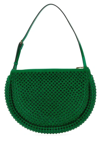 Jw Anderson Green Suede Bumper-moon Shoulder Bag In Green