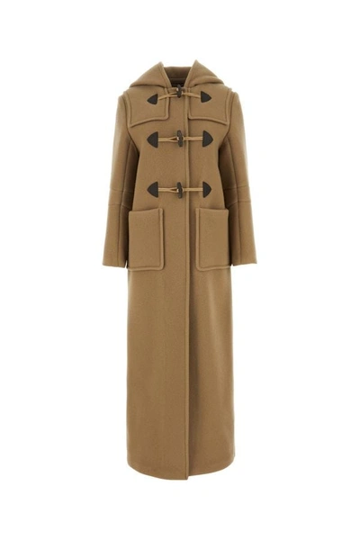 Shop Prada Woman Camel Velour Coat In Brown