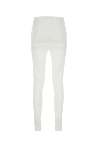 Shop Prada Woman White Stretch Poplin Pant