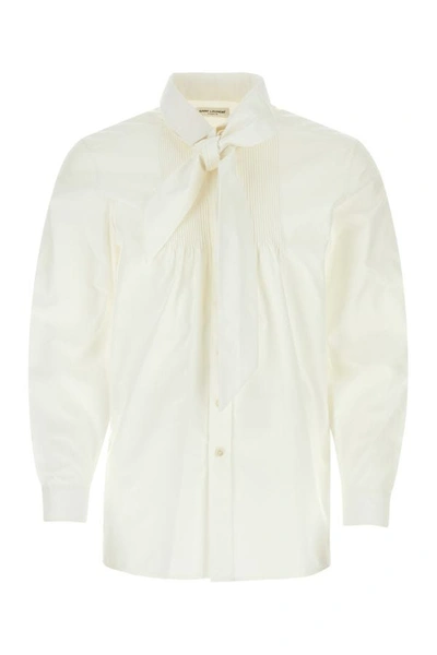 Shop Saint Laurent Man White Cotton Shirt