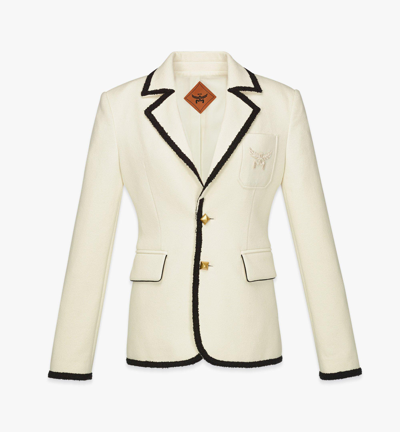 Shop Mcm Bouclé Tailored Jacket In Ivory