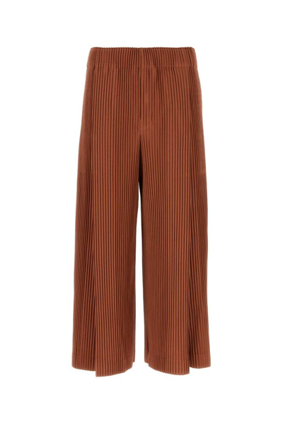 Shop Issey Miyake Homme Plissé  Cropped Wide In Brown