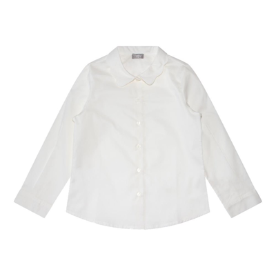 Shop Il Gufo Scalloped Collar Poplin Shirt In White
