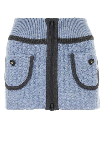 Shop Cormio Zip Up Knitted Mini Skirt In Blue