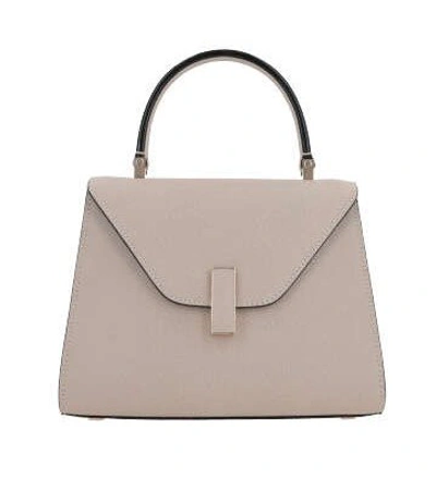 Shop Valextra Iside Foldover Mini Top Handle Bag In Beige