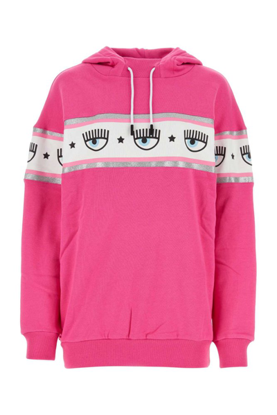 Shop Chiara Ferragni Logo Band Drawstring Hoodie In Pink